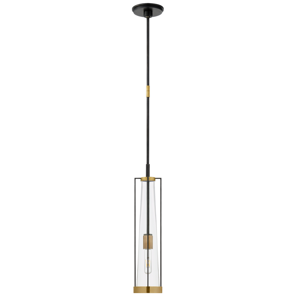Calix Tall Pendant | Bronze and Brass | Clear Glass