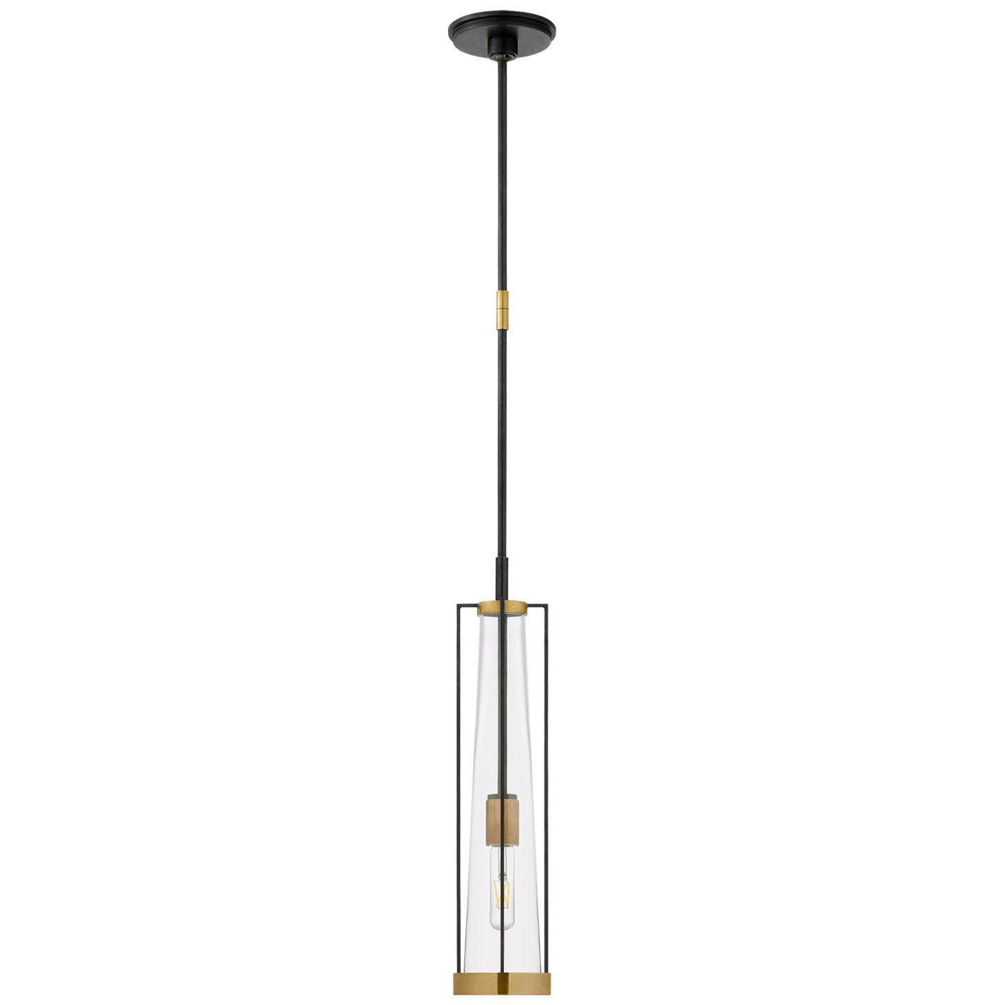 Calix Tall Pendant | Bronze and Brass | Clear Glass