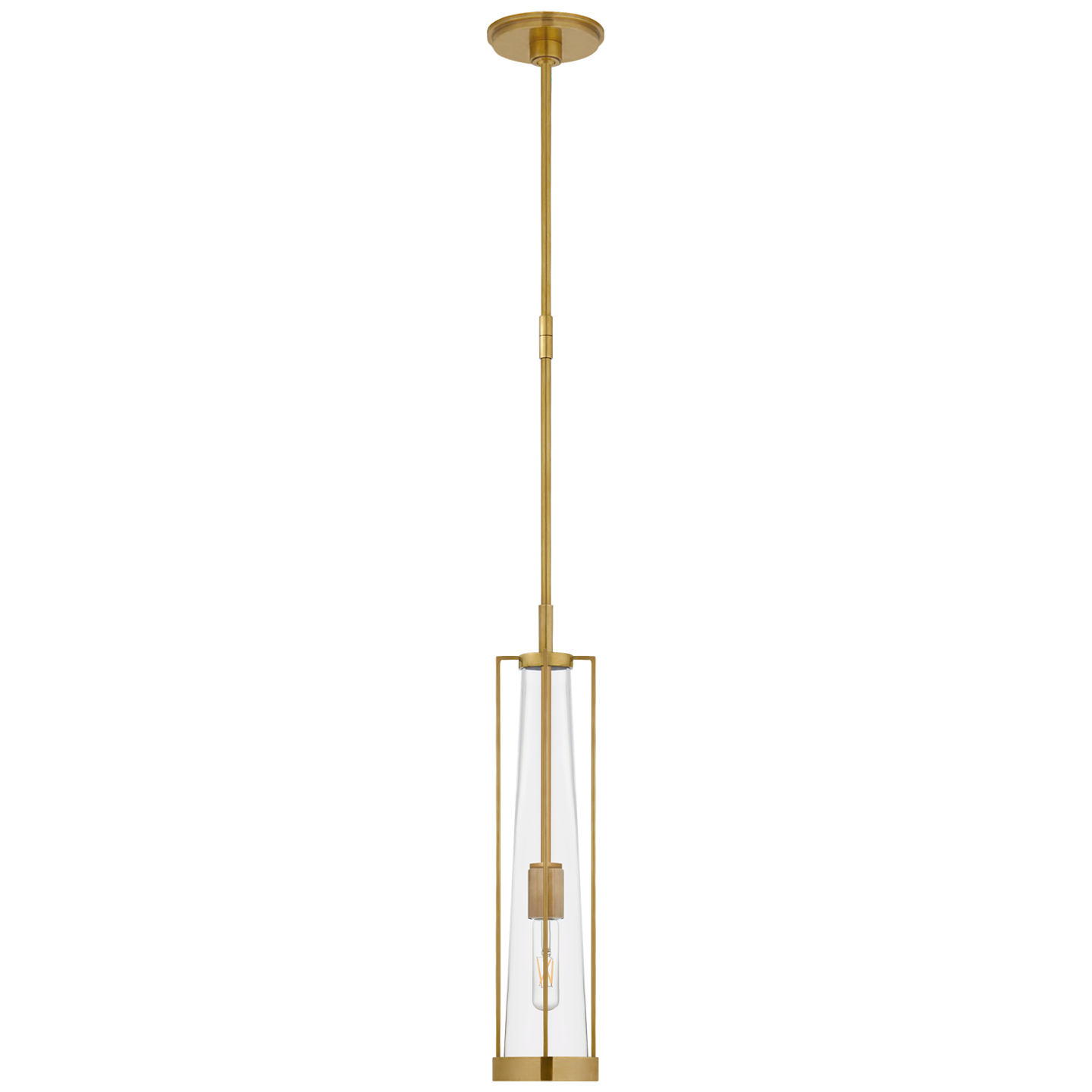 Calix Tall Pendant | Hand-Rubbed Antique Brass | Clear Glass