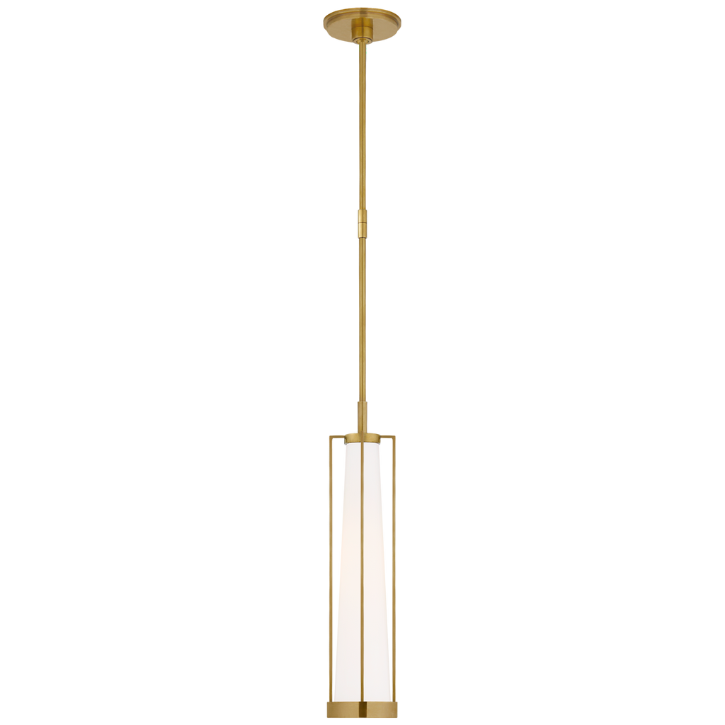 Calix Tall Pendant | Hand-Rubbed Antique Brass | White Glass