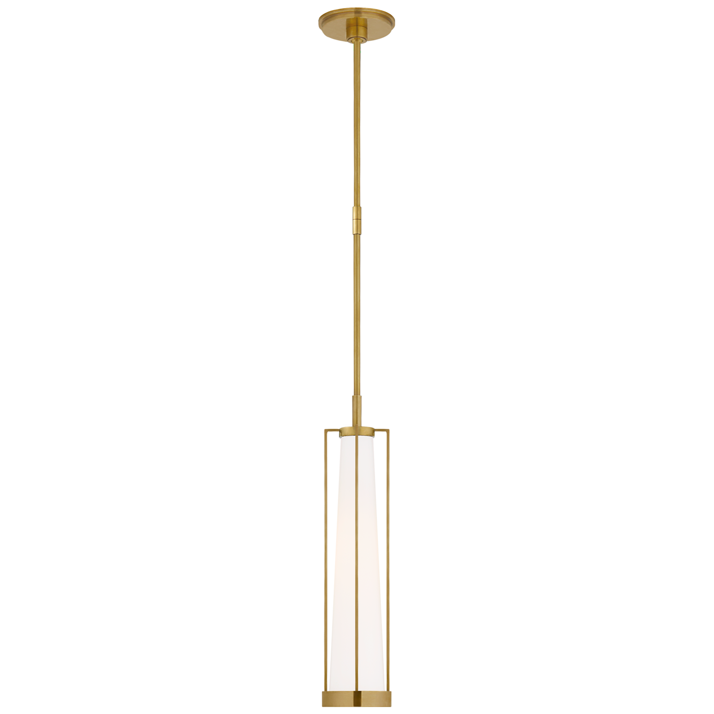 Calix Tall Pendant | Hand-Rubbed Antique Brass | White Glass