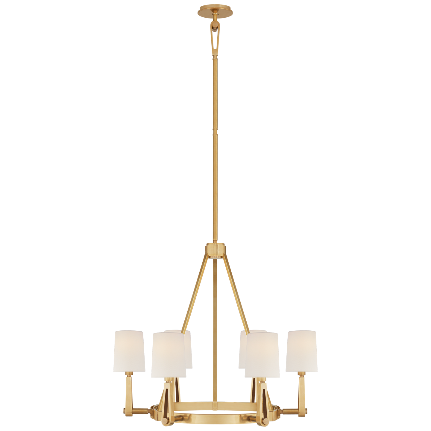 Alpha Medium Chandelier | Hand-Rubbed Antique Brass | Linen Shades