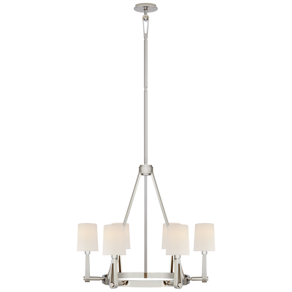 Alpha Medium Chandelier | Polished Nickel | Linen Shades
