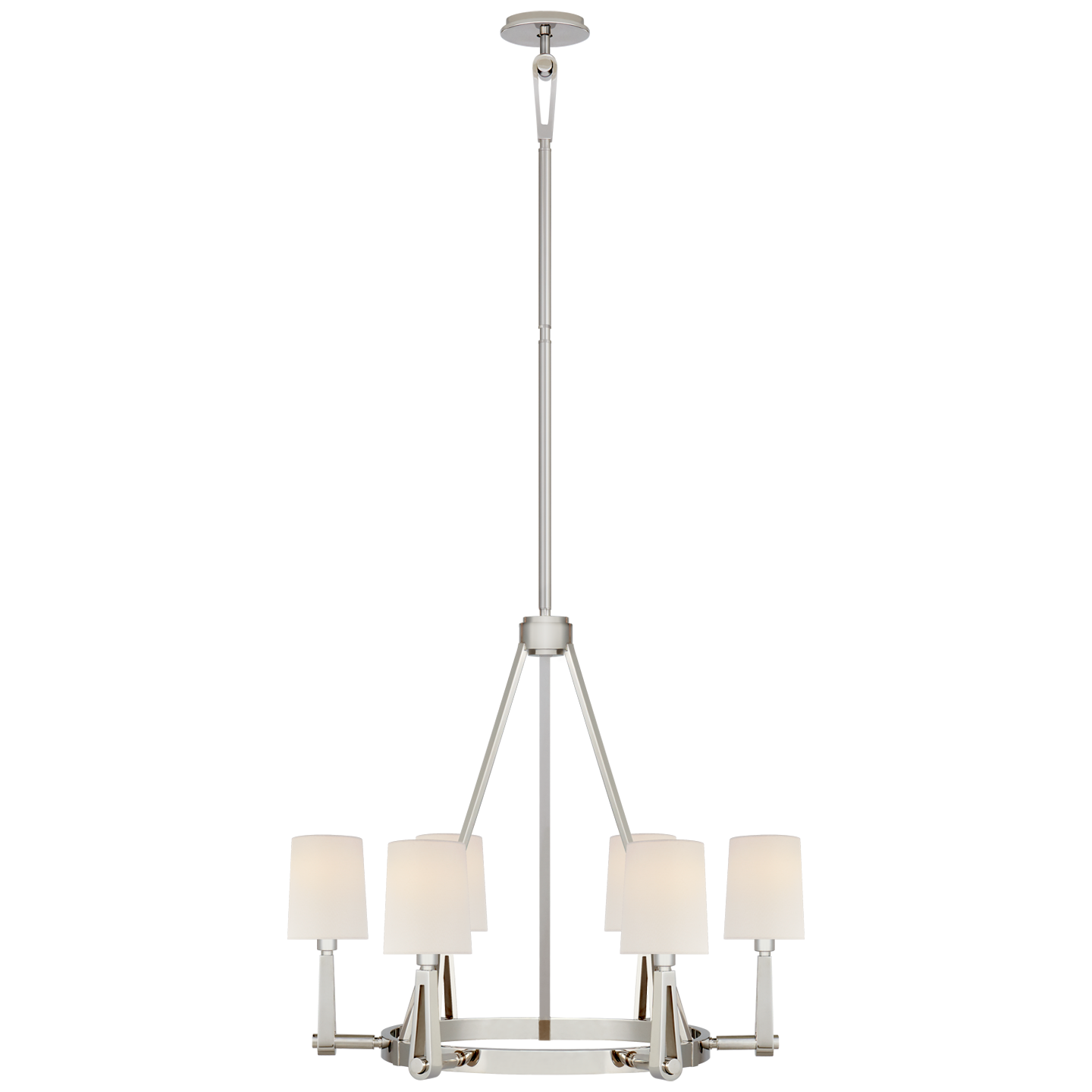 Alpha Medium Chandelier | Polished Nickel | Linen Shades