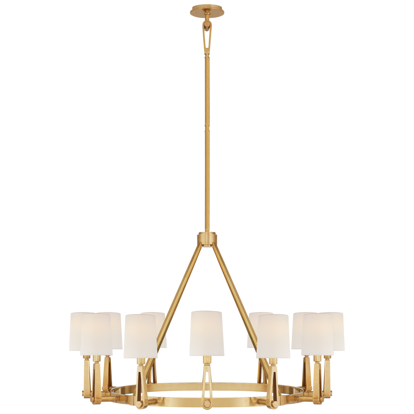 Alpha Grande Chandelier | Hand-Rubbed Antique Brass | Linen Shades