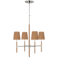 Bryant Small Wrapped Chandelier | Polished Nickel and Natural Leather | Natural Leather Shade