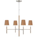 Bryant Large Wrapped Chandelier | Polished Nickel and Natural Leather | Natural Leather Shade