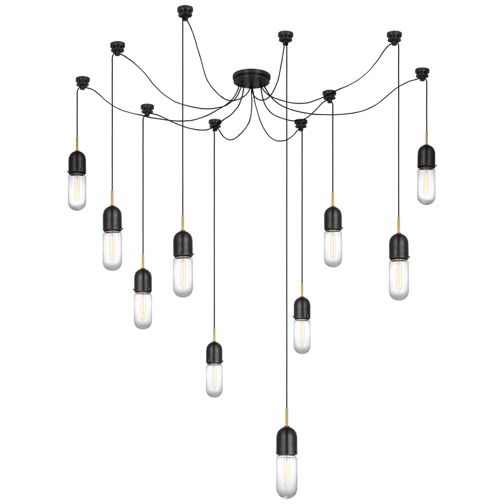 Junio 10-Light Chandelier | Bronze and Brass | Clear Glass