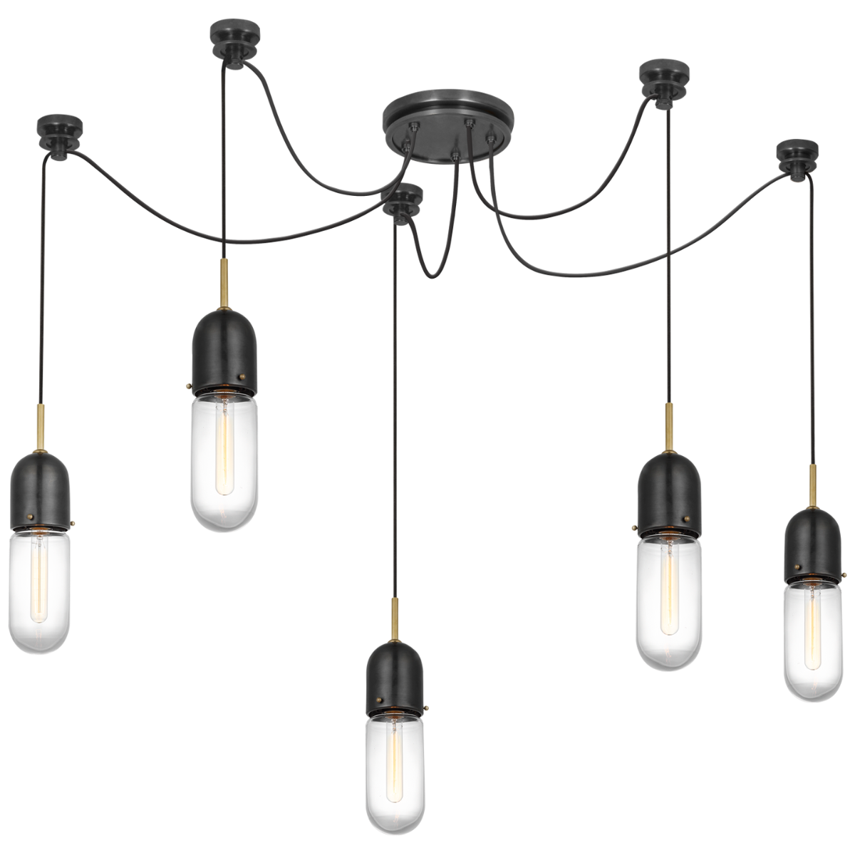 Junio 5-Light Chandelier | Bronze and Brass | Clear Glass