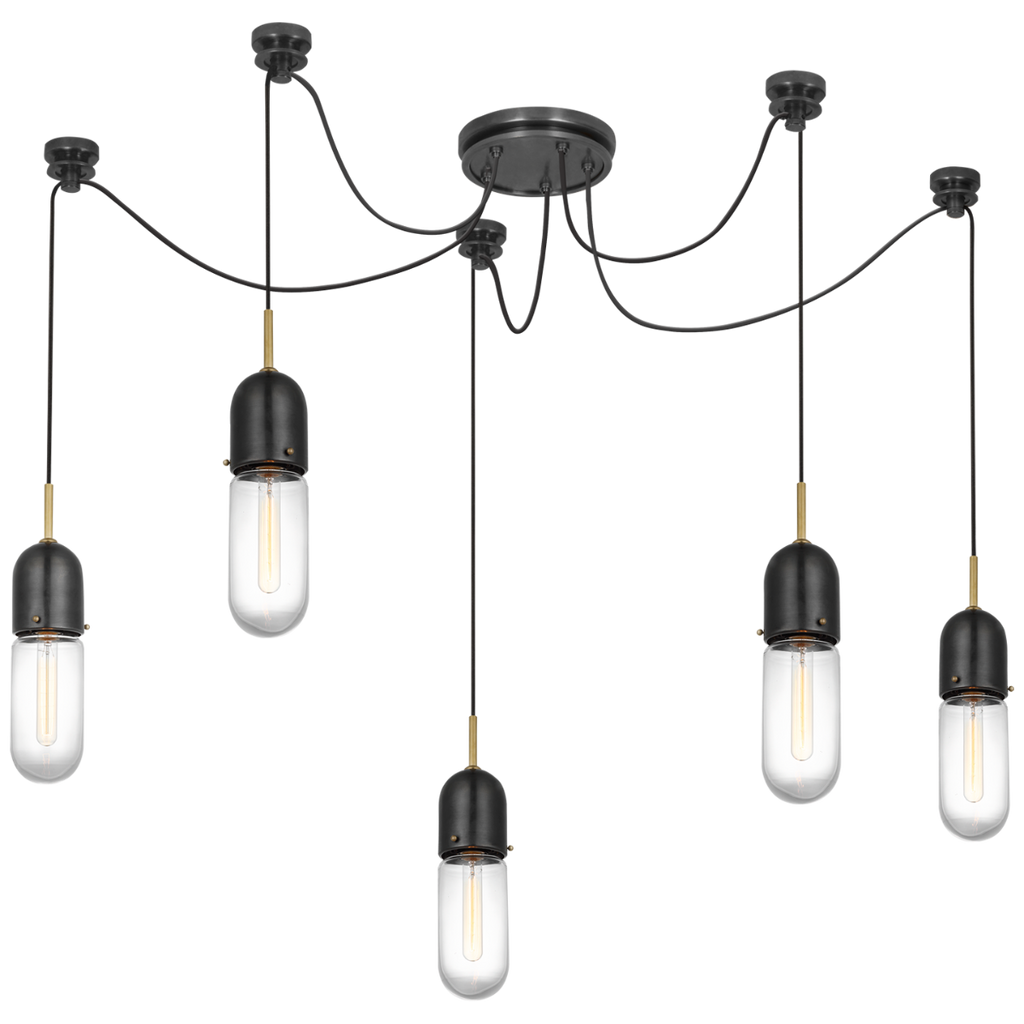 Junio 5-Light Chandelier | Bronze and Brass | Clear Glass