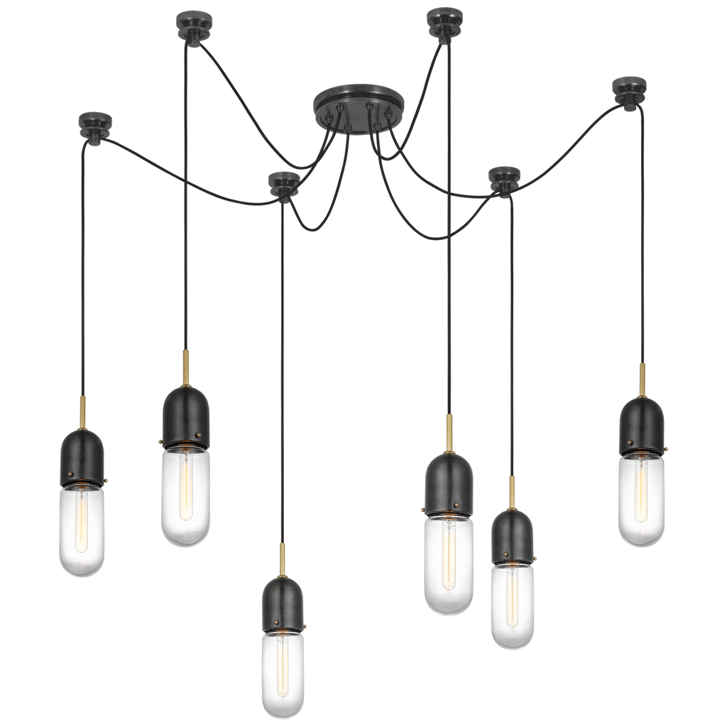Junio 6-Light Chandelier | Bronze and Brass | Clear Glass