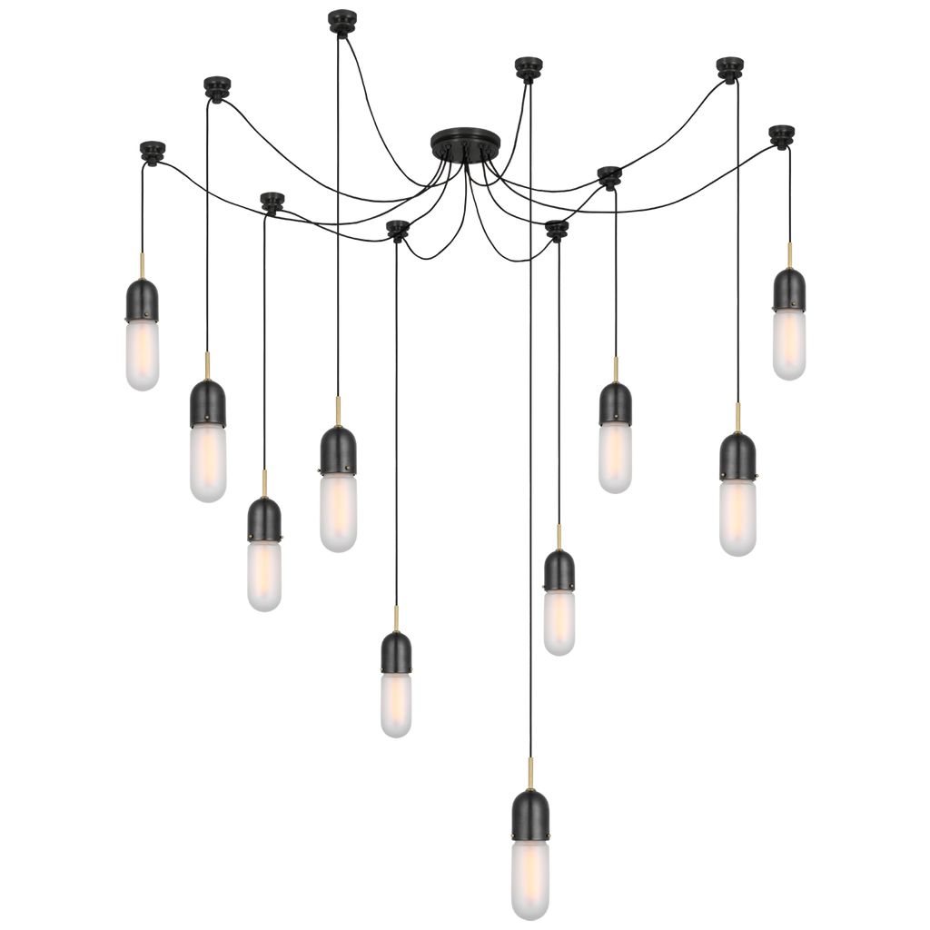 Junio 10-Light Chandelier | Bronze and Brass | Frosted Glass