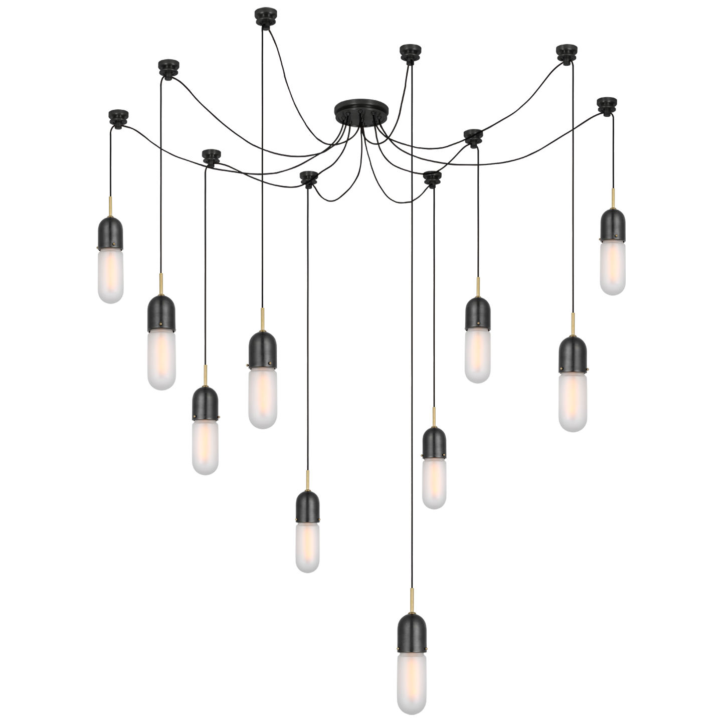 Junio 10-Light Chandelier | Bronze and Brass | Frosted Glass