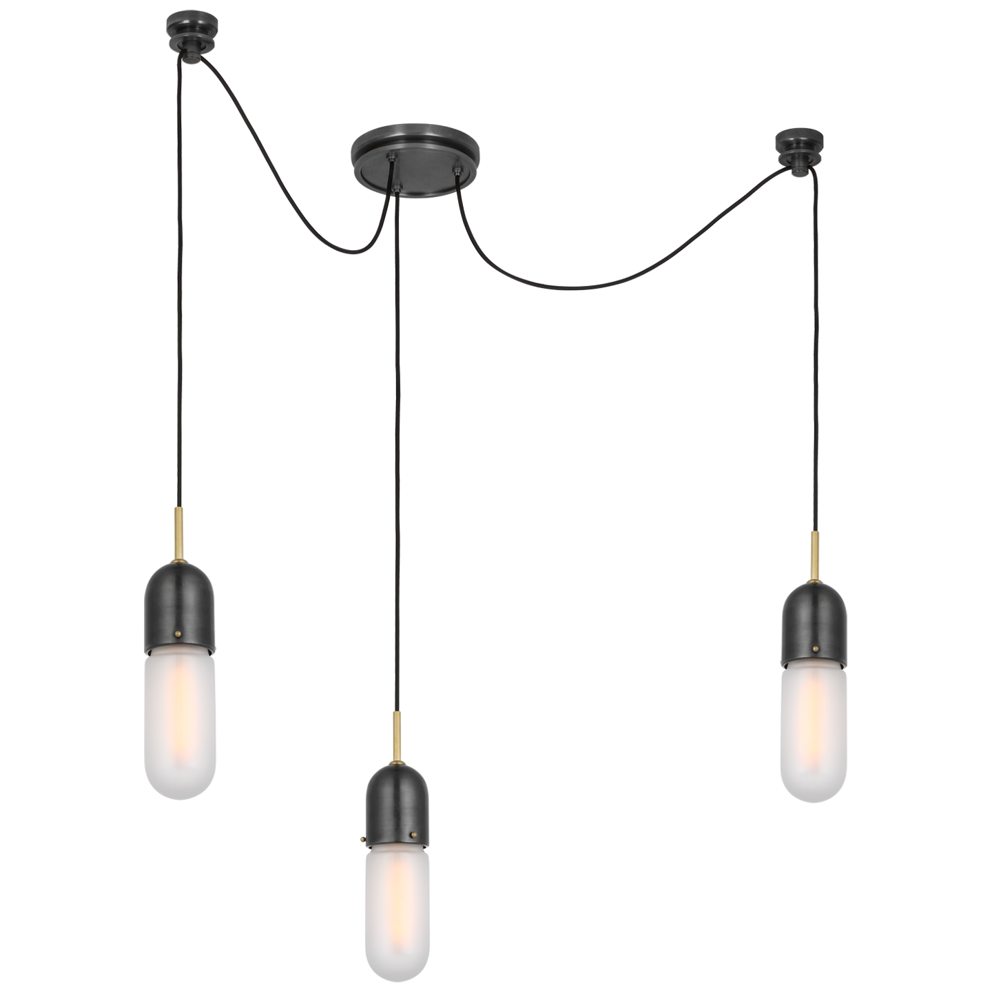 Junio 3-Light Chandelier | Bronze and Brass | Frosted Glass