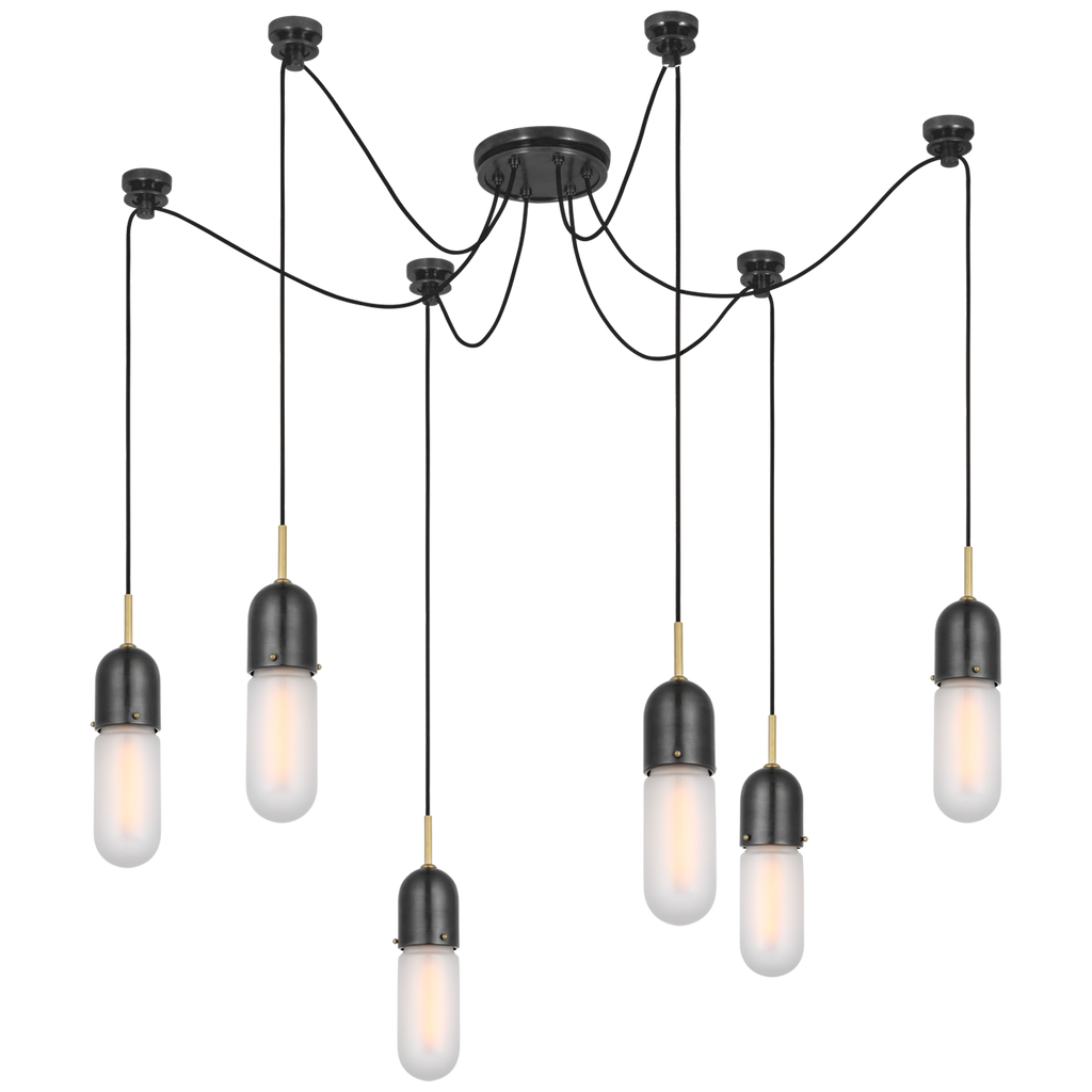 Junio 6-Light Chandelier | Bronze and Brass | Frosted Glass