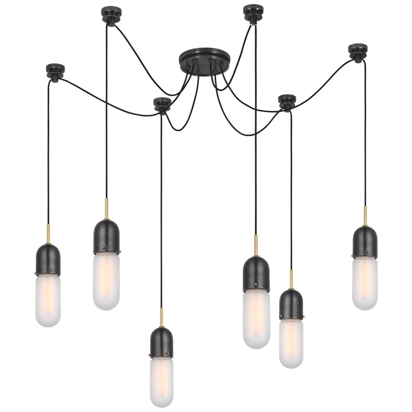 Junio 6-Light Chandelier | Bronze and Brass | Frosted Glass