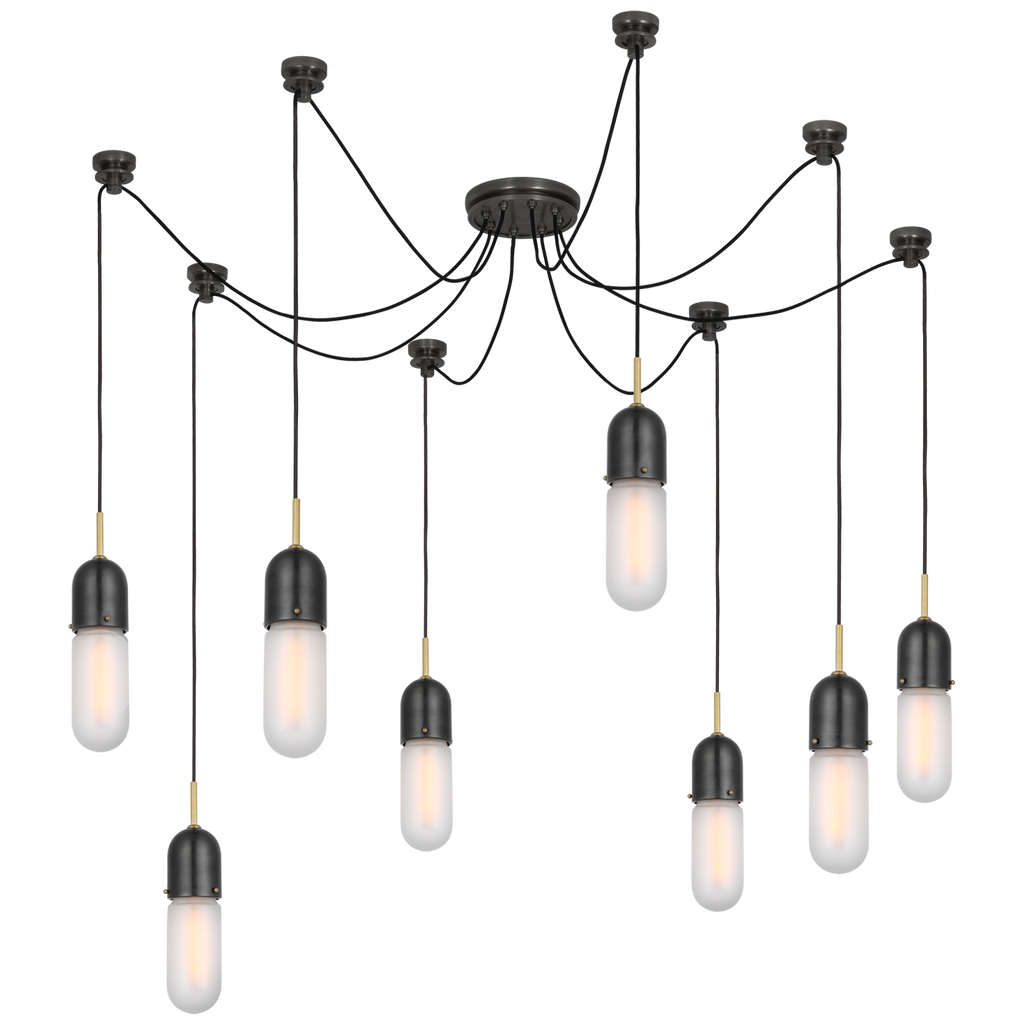 Junio 8-Light Chandelier | Bronze and Brass | Frosted Glass