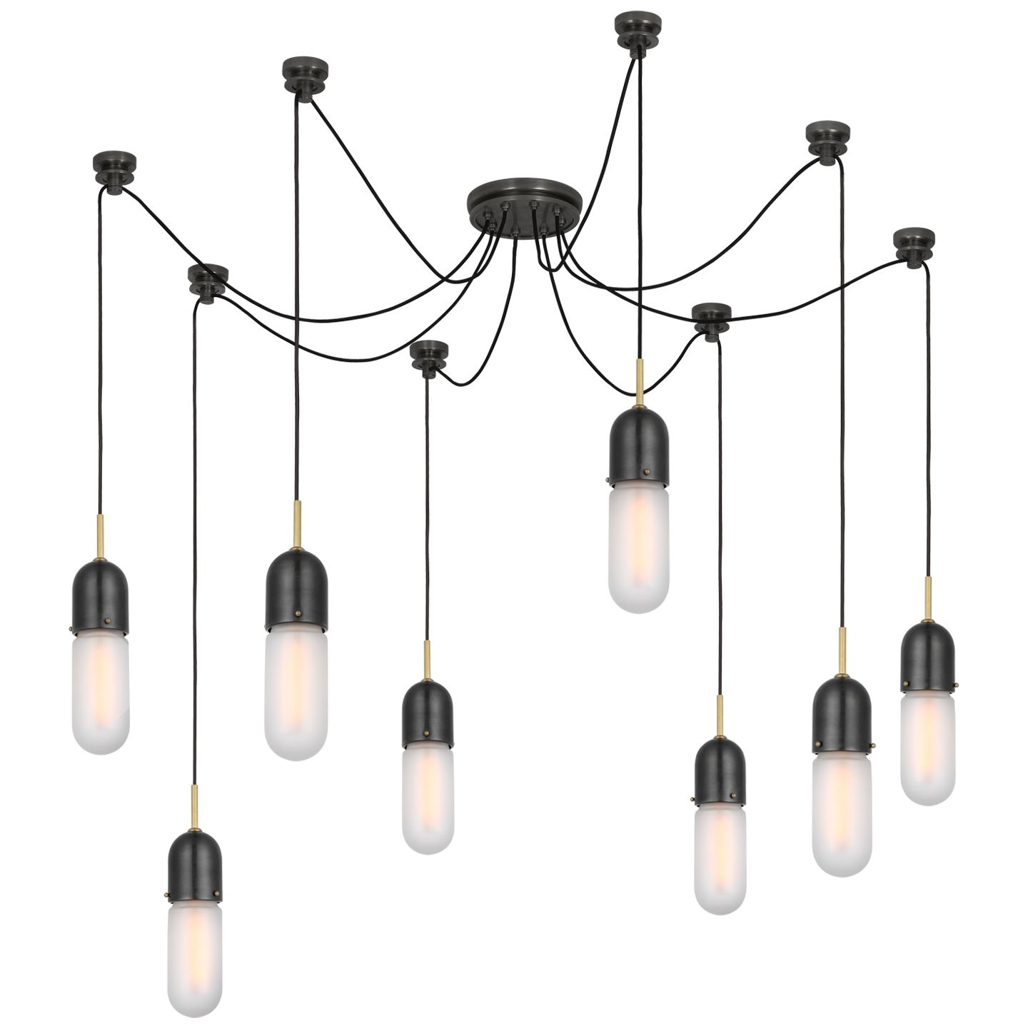 Junio 8-Light Chandelier | Bronze and Brass | Frosted Glass