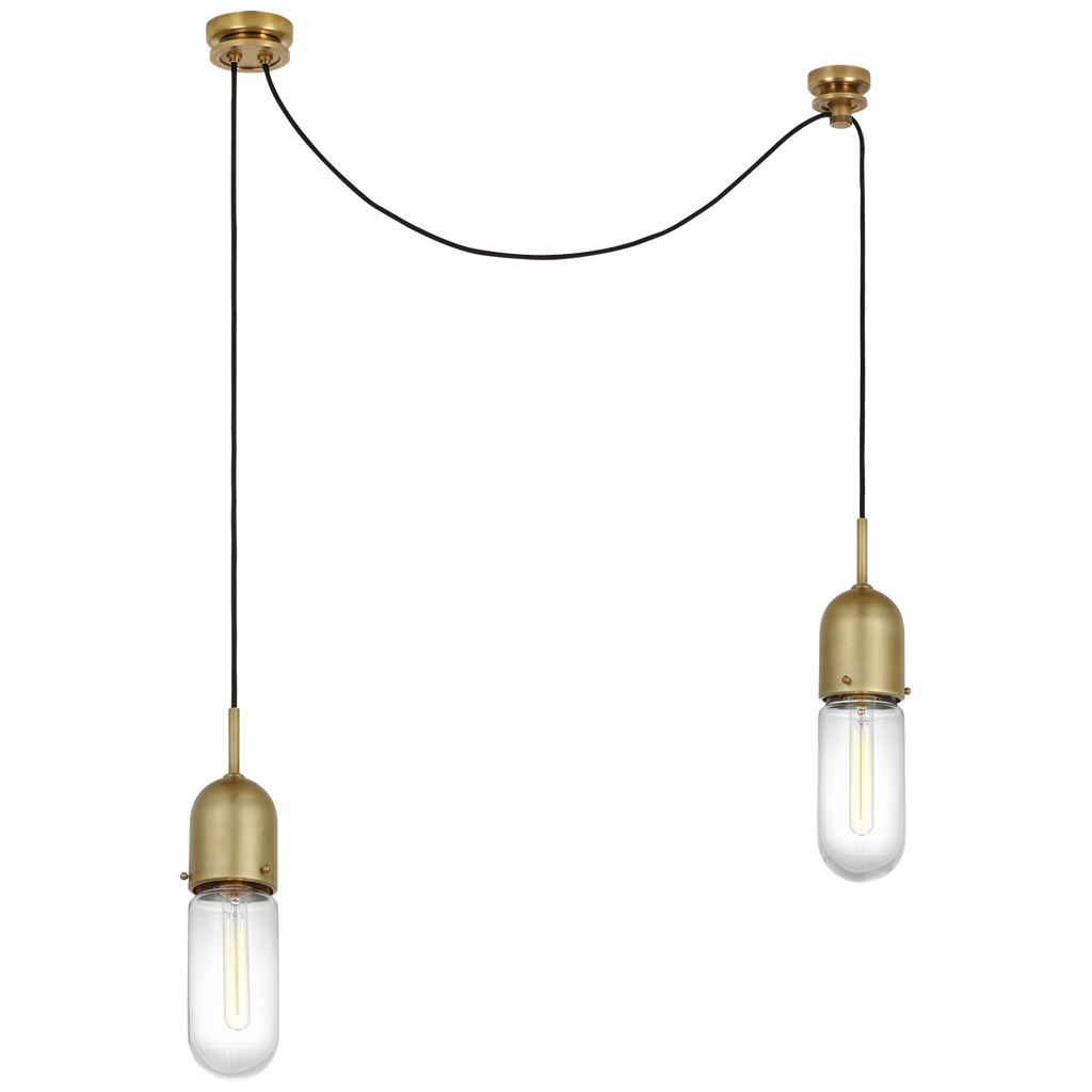 Junio 2-Light Chandelier | Hand-Rubbed Antique Brass | Clear Glass