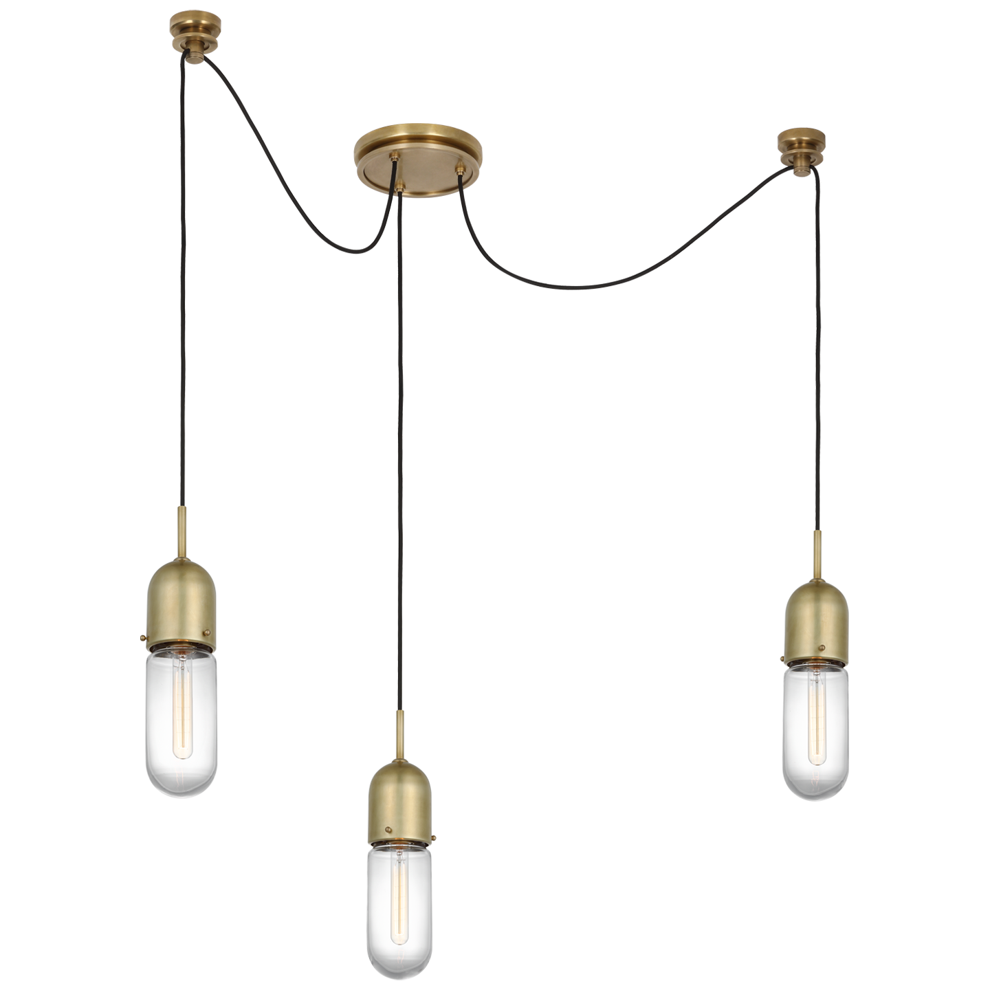 Junio 3-Light Chandelier | Hand-Rubbed Antique Brass | Clear Glass