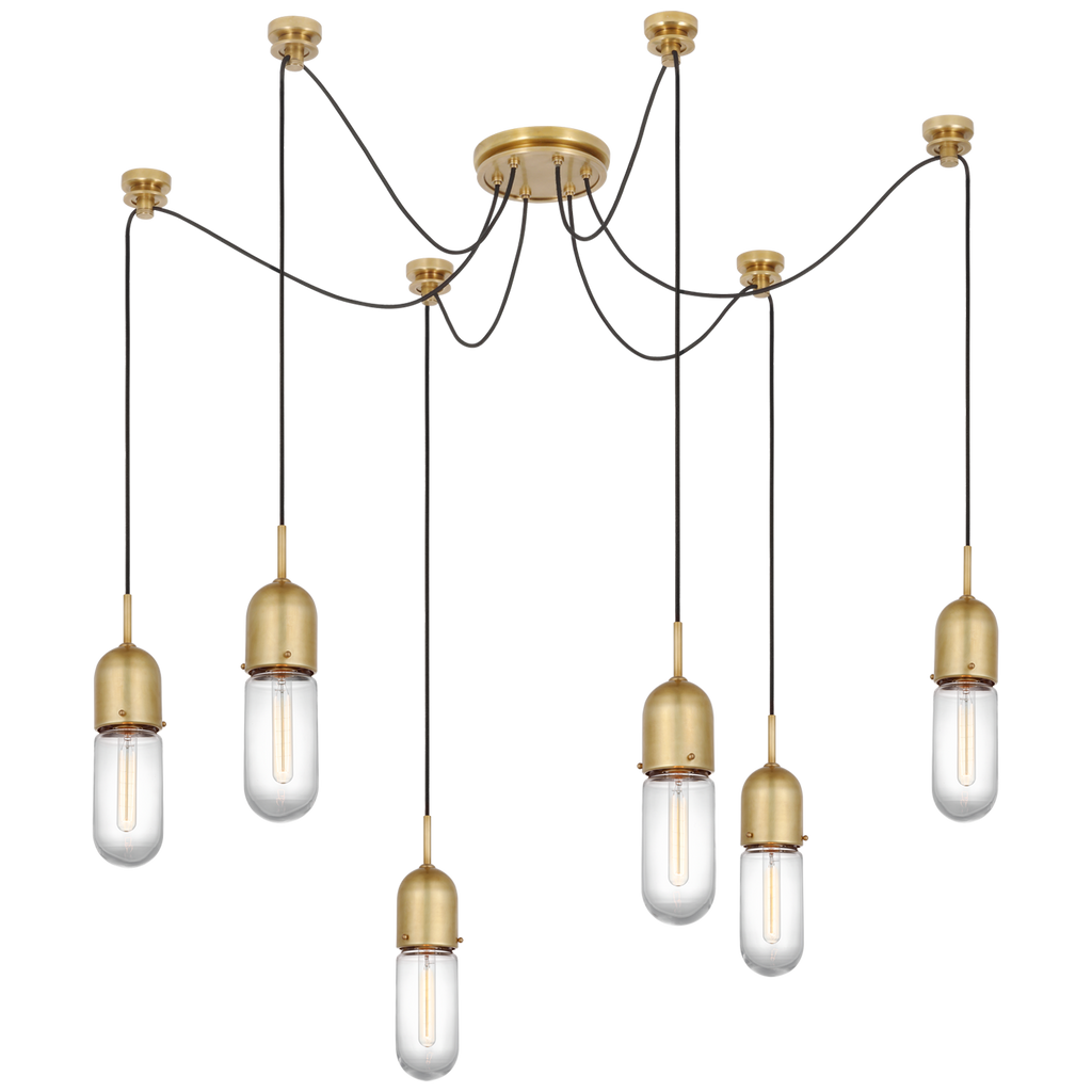 Junio 6-Light Chandelier | Hand-Rubbed Antique Brass | Clear Glass