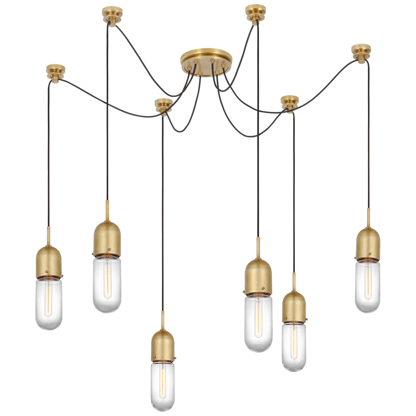 Junio 6-Light Chandelier | Hand-Rubbed Antique Brass | Clear Glass