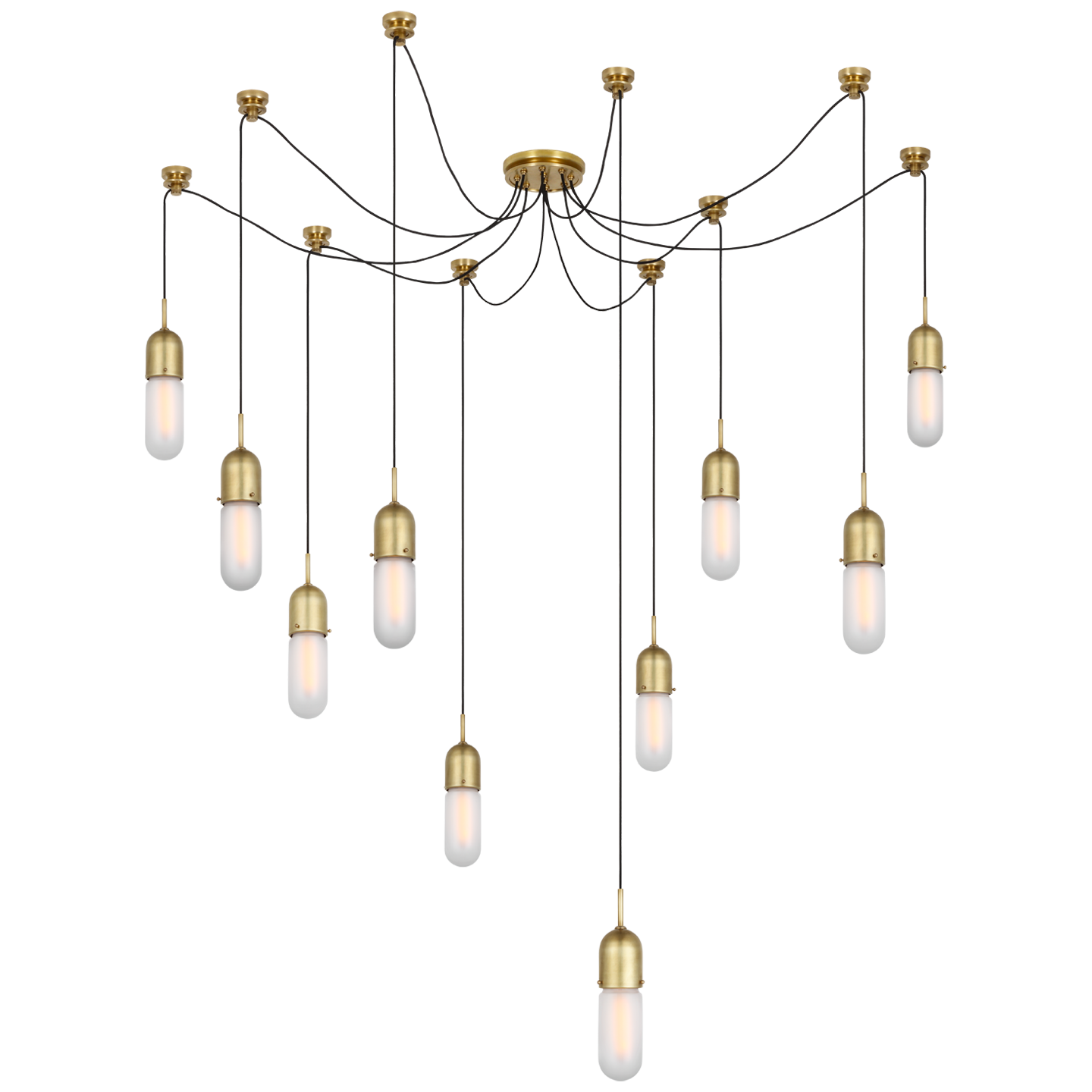 Junio 10-Light Chandelier | Hand-Rubbed Antique Brass | Frosted Glass