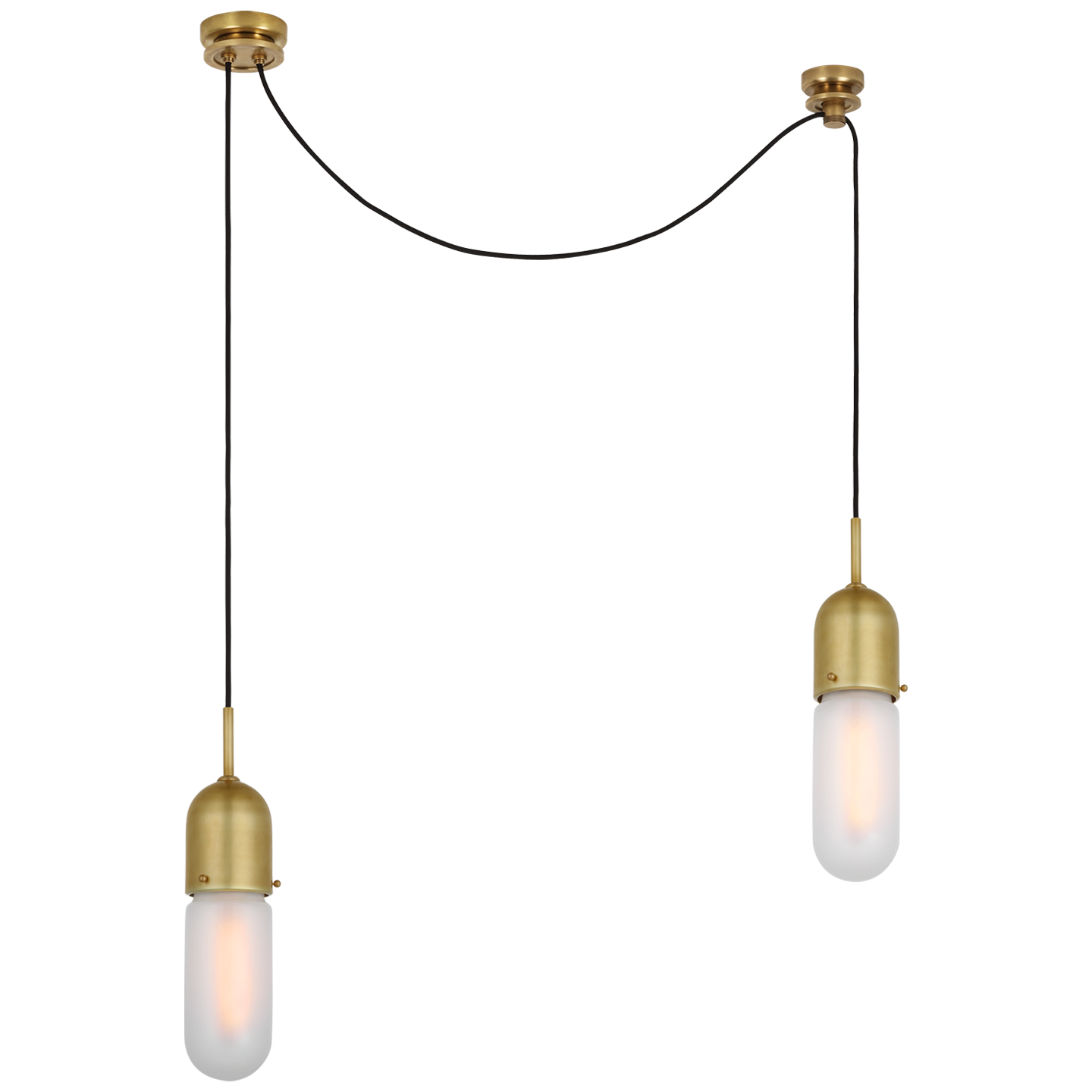 Junio 2-Light Chandelier | Hand-Rubbed Antique Brass | Frosted Glass
