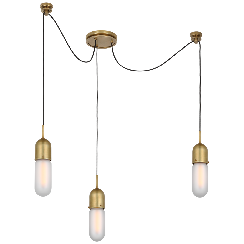 Junio 3-Light Chandelier | Hand-Rubbed Antique Brass | Frosted Glass