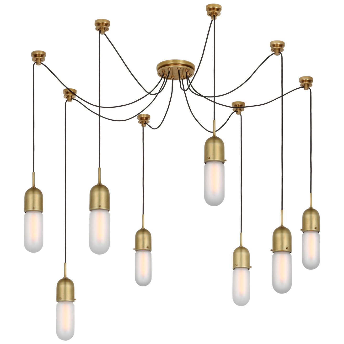 Junio 8-Light Chandelier | Hand-Rubbed Antique Brass | Frosted Glass