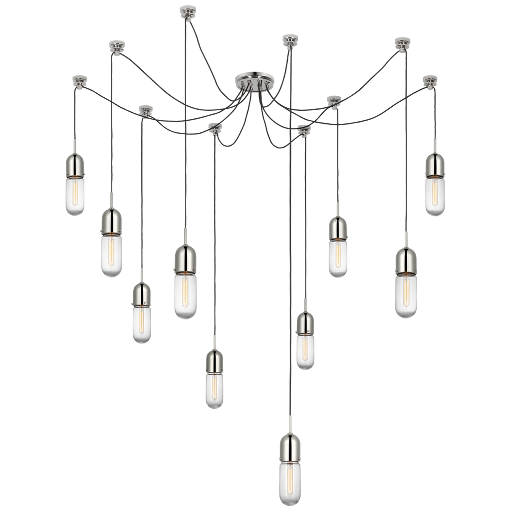 Junio 10-Light Chandelier | Polished Nickel | Clear Glass