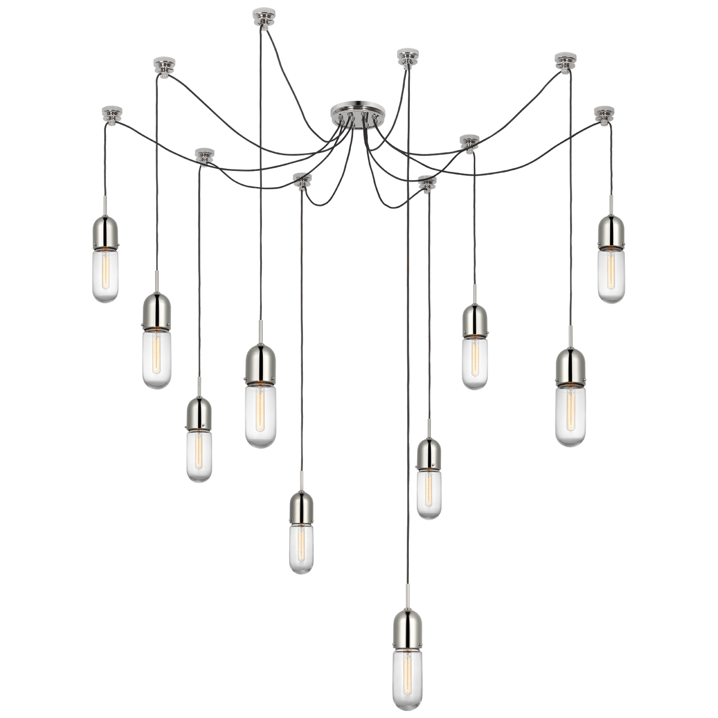 Junio 10-Light Chandelier | Polished Nickel | Clear Glass