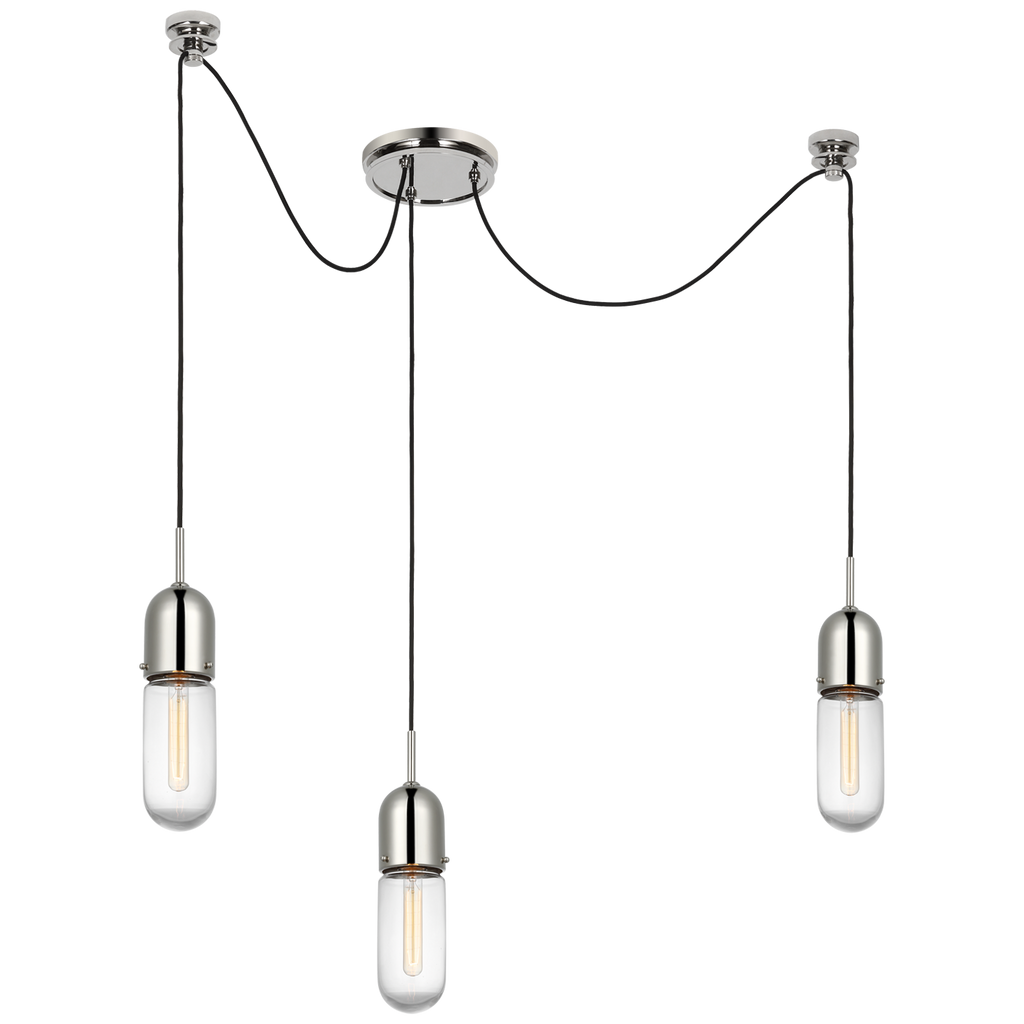 Junio 3-Light Chandelier | Polished Nickel | Clear Glass