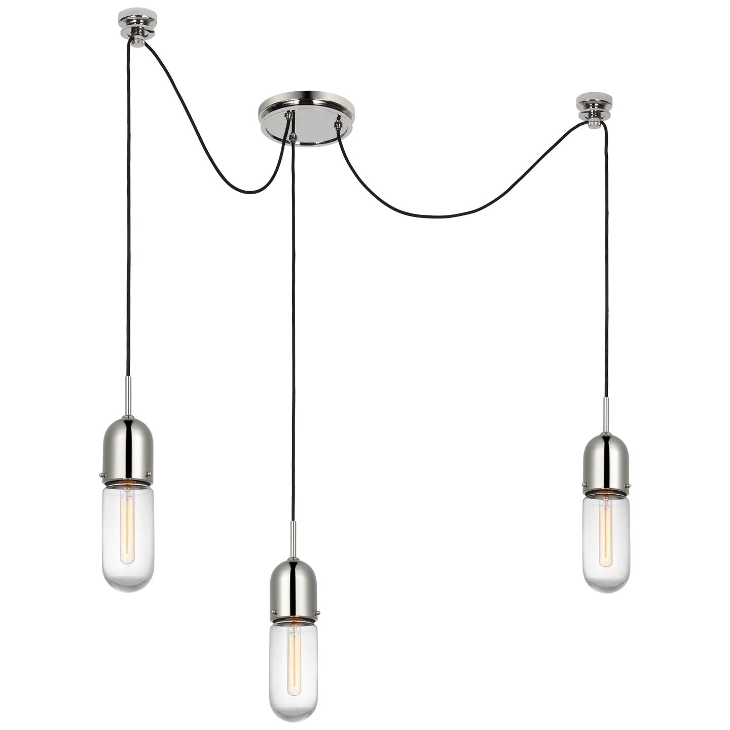 Junio 3-Light Chandelier | Polished Nickel | Clear Glass