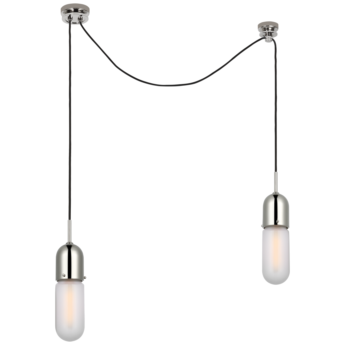 Junio 2-Light Chandelier | Polished Nickel | Frosted Glass