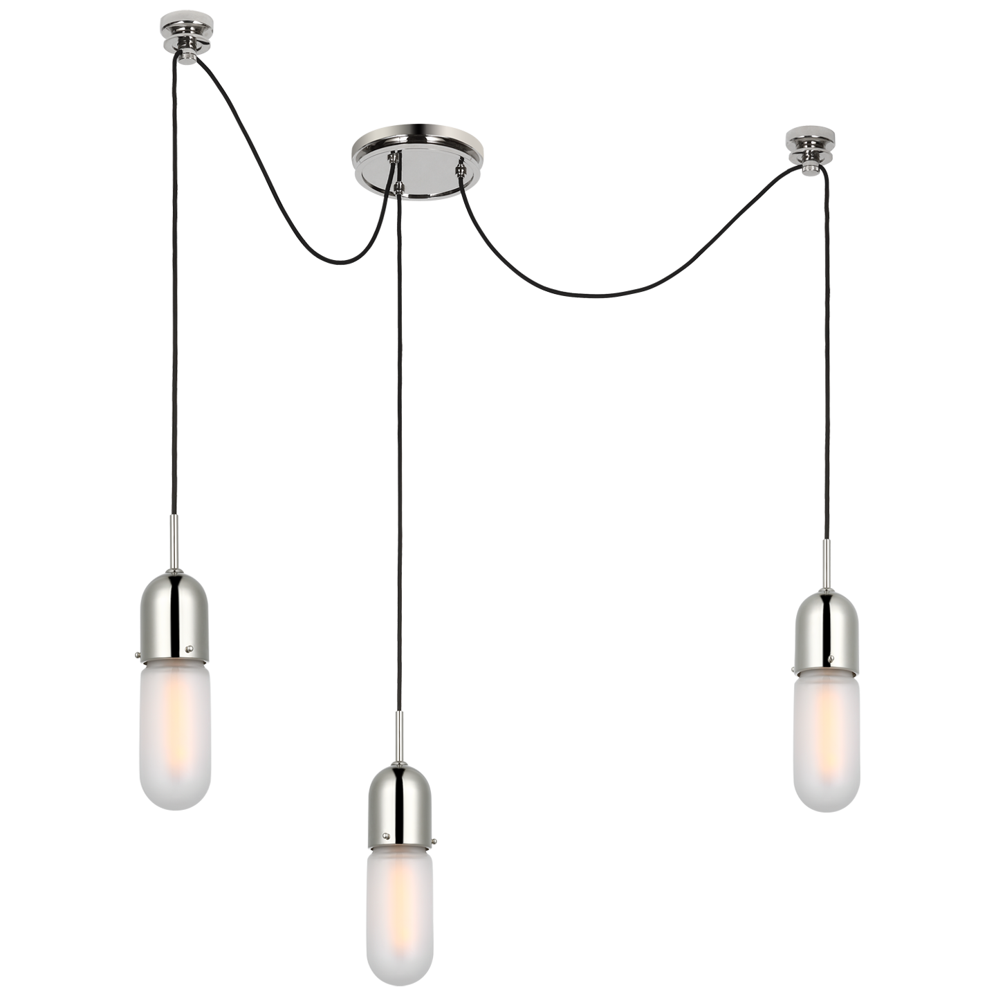 Junio 3-Light Chandelier | Polished Nickel | Frosted Glass
