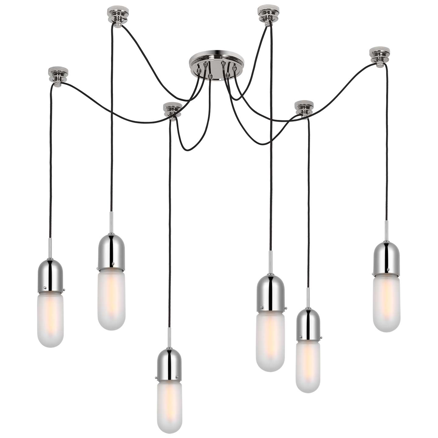 Junio 6-Light Chandelier | Polished Nickel | Frosted Glass