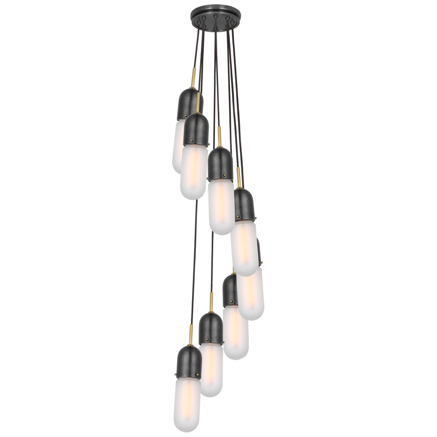 Junio 8-Light Pendant | Bronze and Brass | Frosted Glass