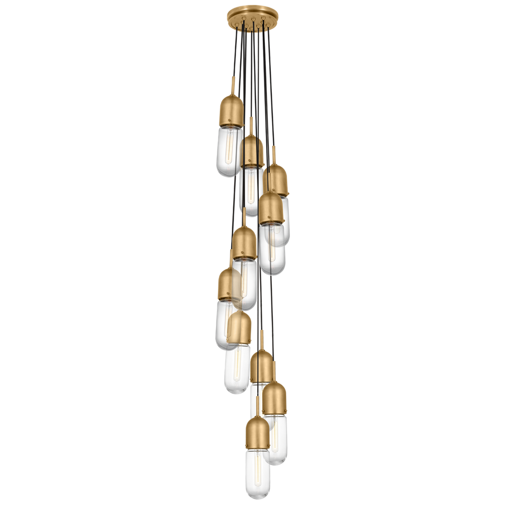 Junio 10-Light Pendant | Hand-Rubbed Antique Brass | Clear Glass