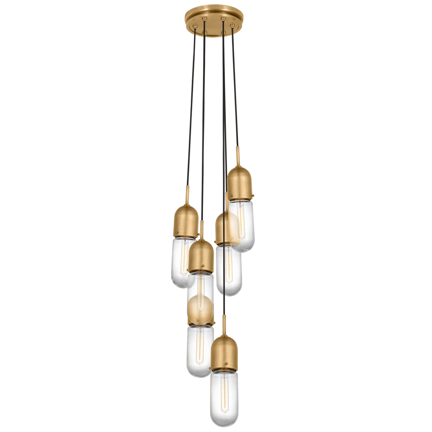 Junio 6-Light Pendant | Hand-Rubbed Antique Brass | Clear Glass