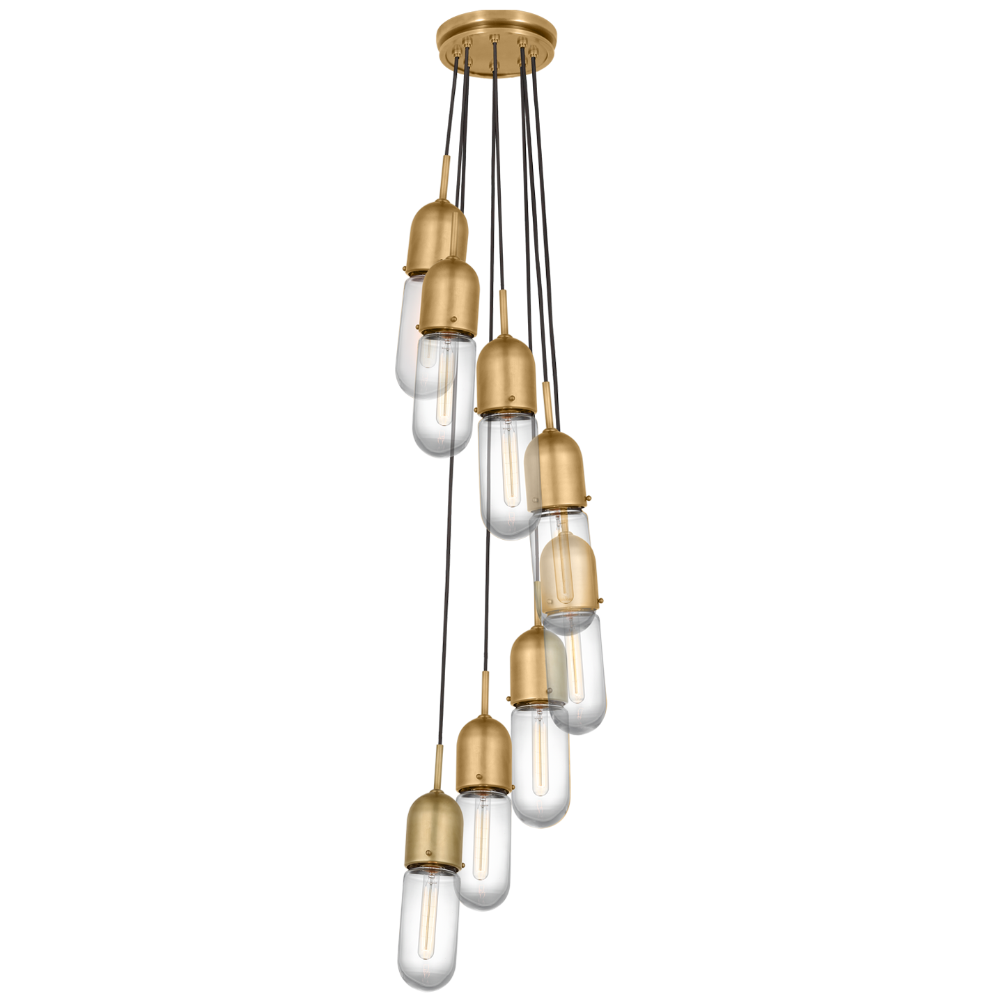Junio 8-Light Pendant | Hand-Rubbed Antique Brass | Clear Glass