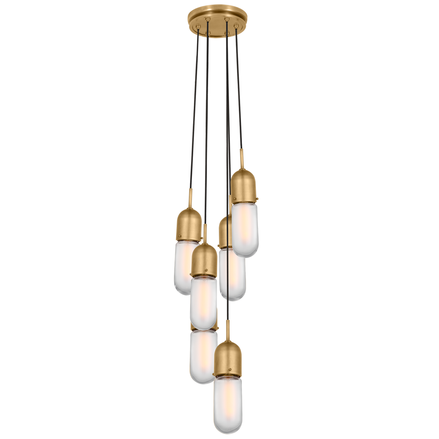 Junio 6-Light Pendant | Hand-Rubbed Antique Brass | Frosted Glass