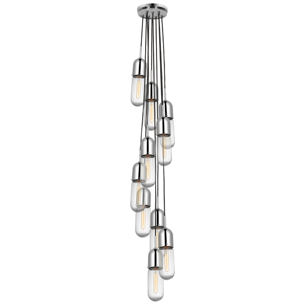 Junio 10-Light Pendant | Polished Nickel | Clear Glass