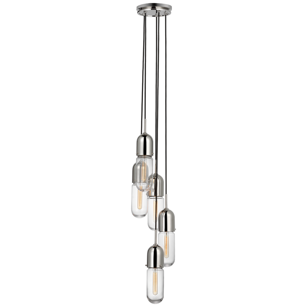 Junio 5-Light Pendant | Polished Nickel | Clear Glass