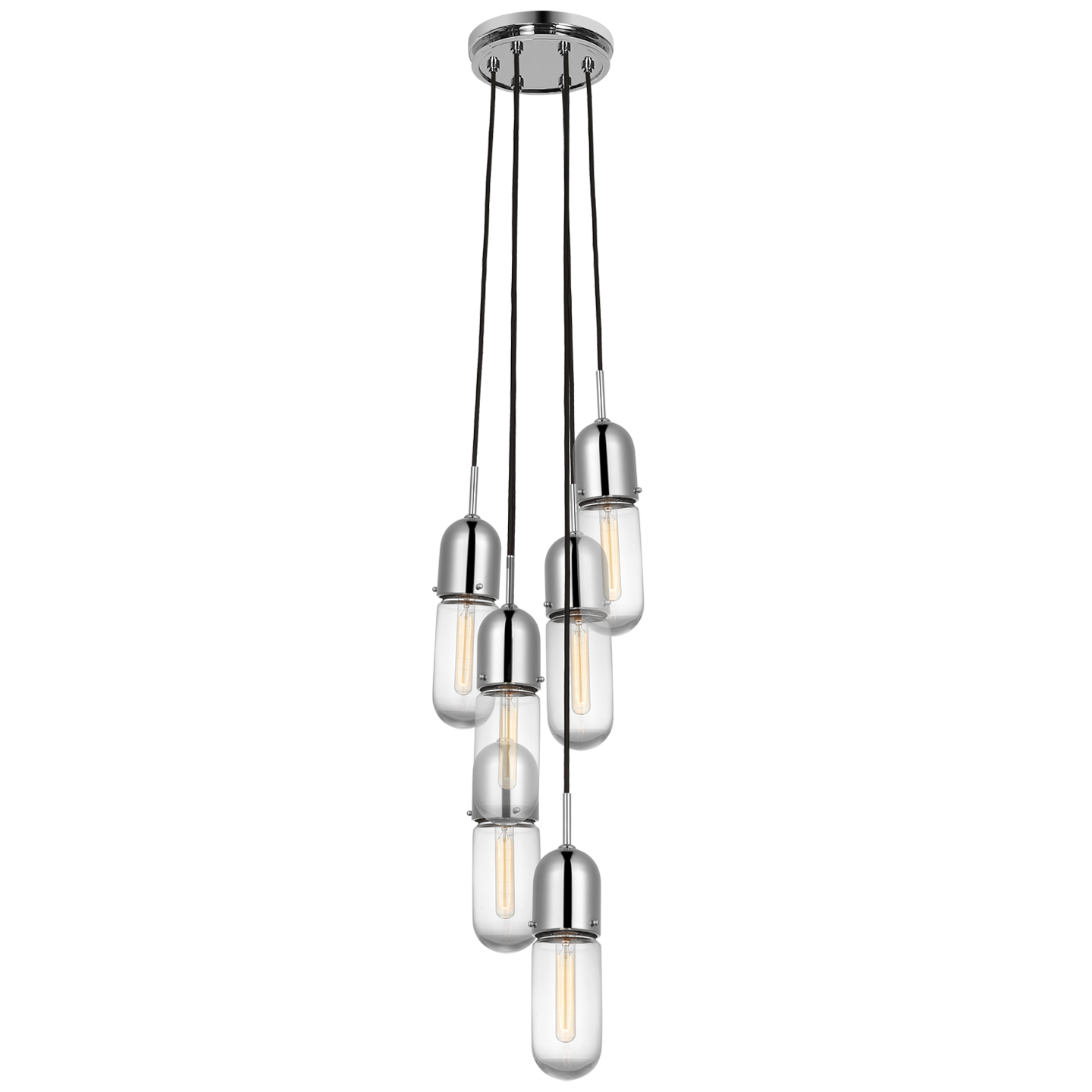 Junio 6-Light Pendant | Polished Nickel | Clear Glass