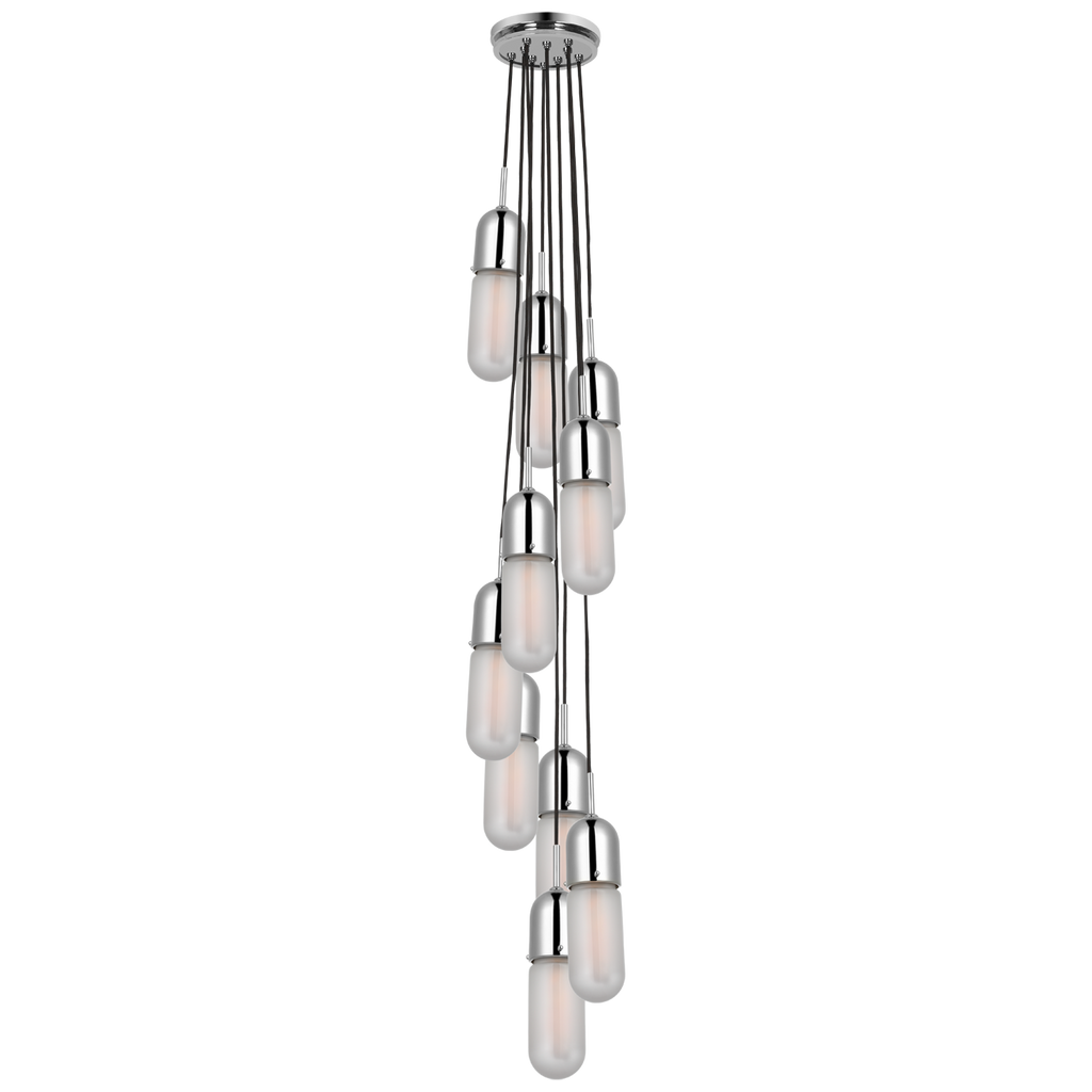 Junio 10-Light Pendant | Polished Nickel | Frosted Glass