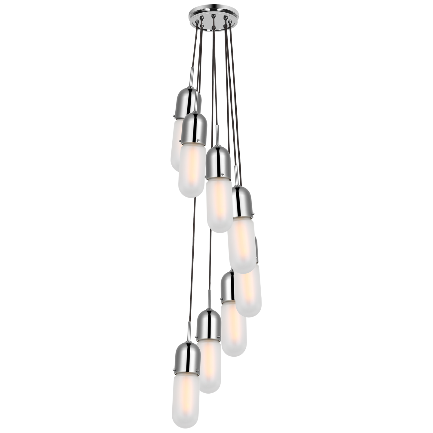 Junio 8-Light Pendant | Polished Nickel | Frosted Glass