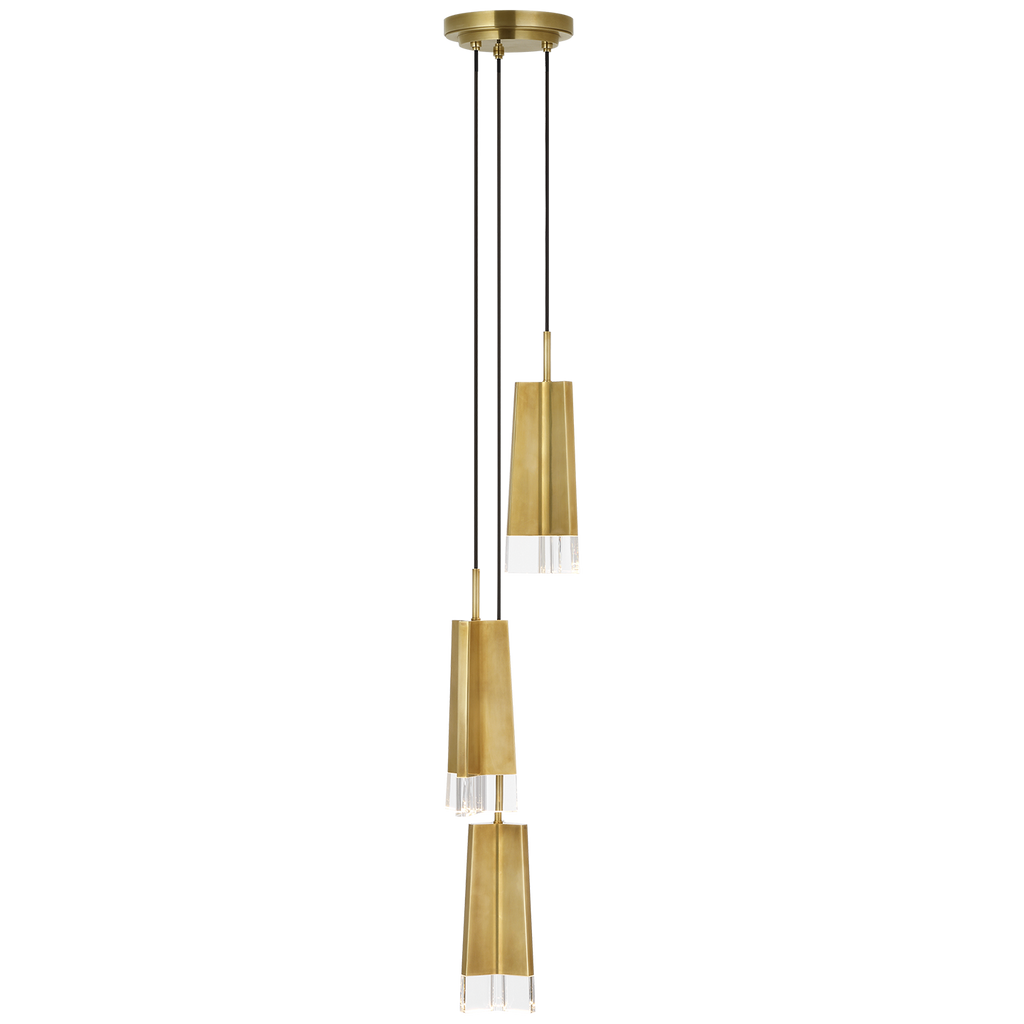 Matcha 3 Light Pendant | Hand-Rubbed Antique Brass | Clear Glass