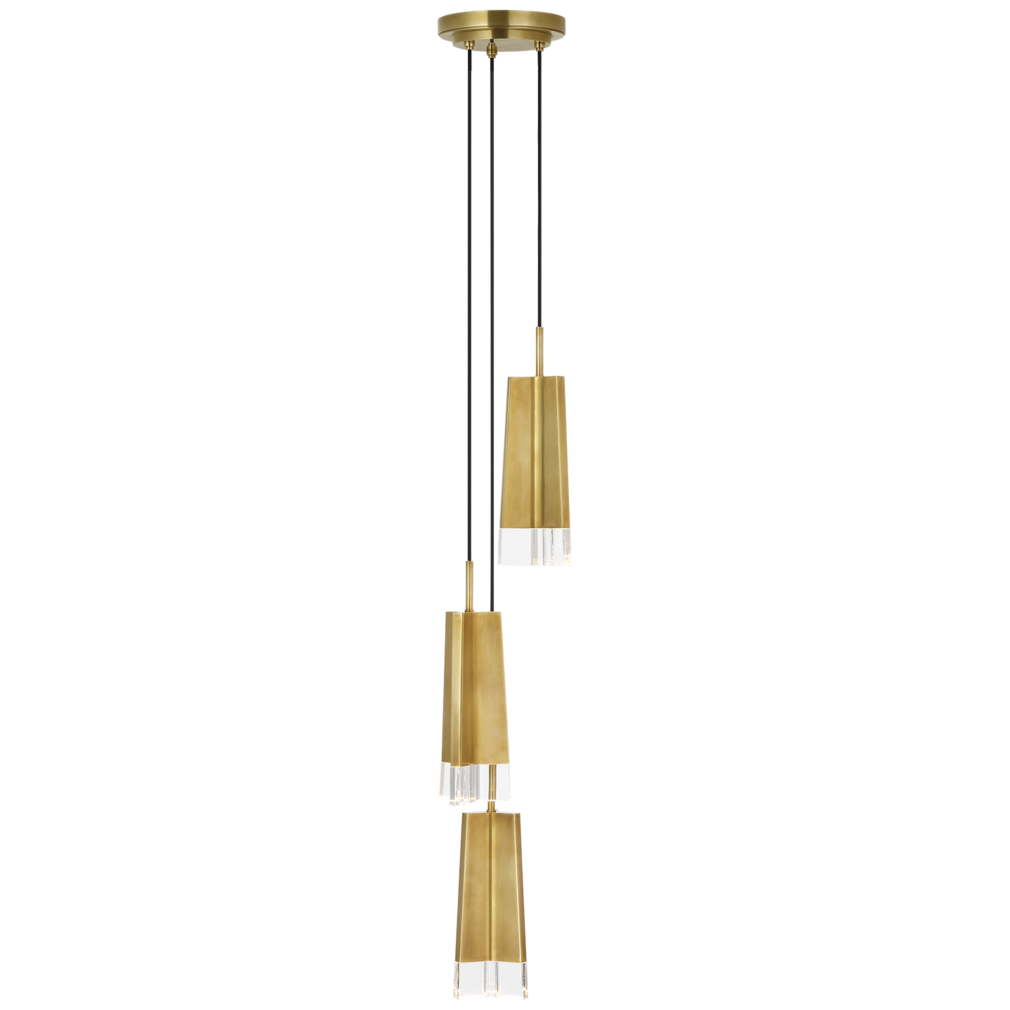 Matcha 3 Light Pendant | Hand-Rubbed Antique Brass | Clear Glass