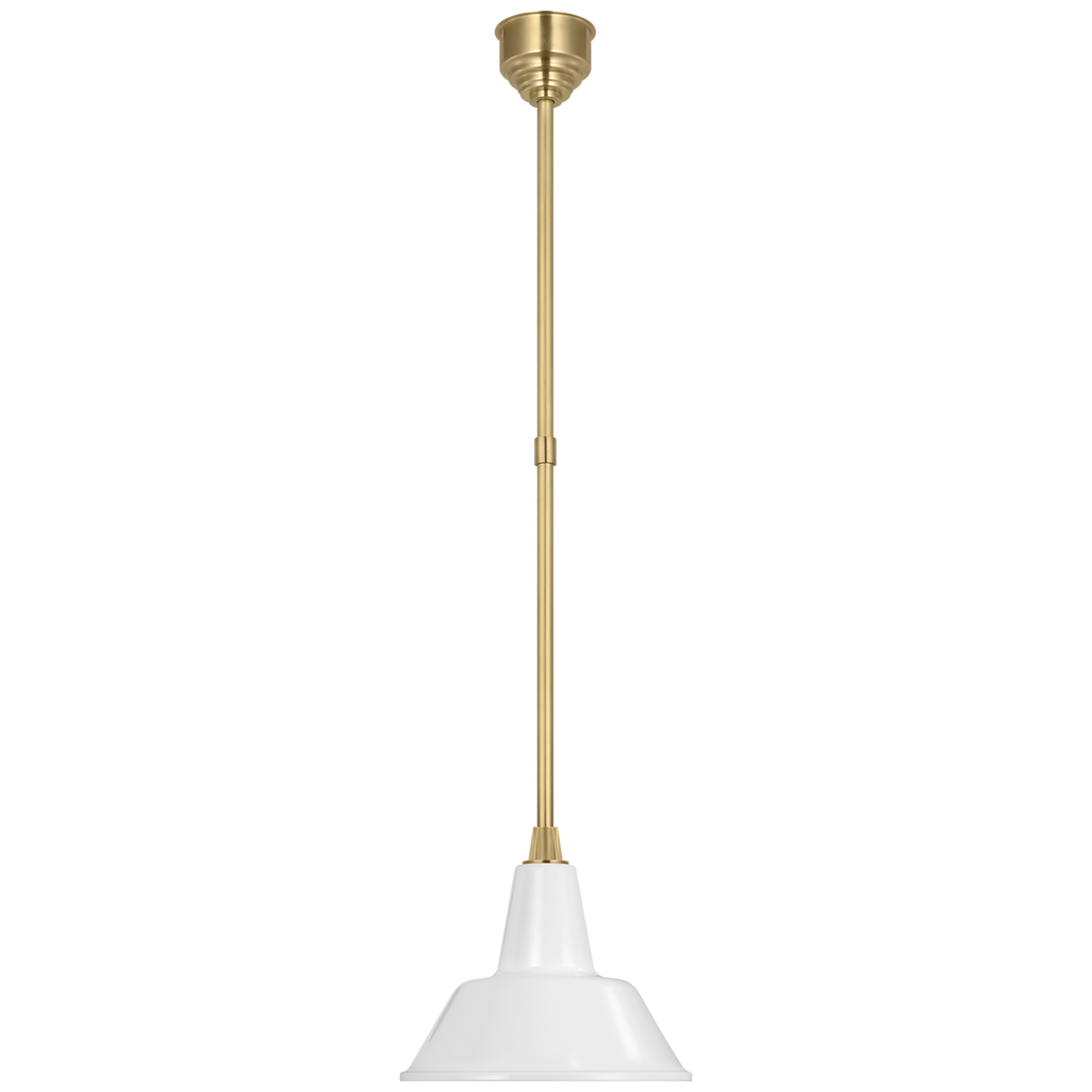 Academy Pendant | Hand-Rubbed Antique Brass | 12.5" White Bowers Shade
